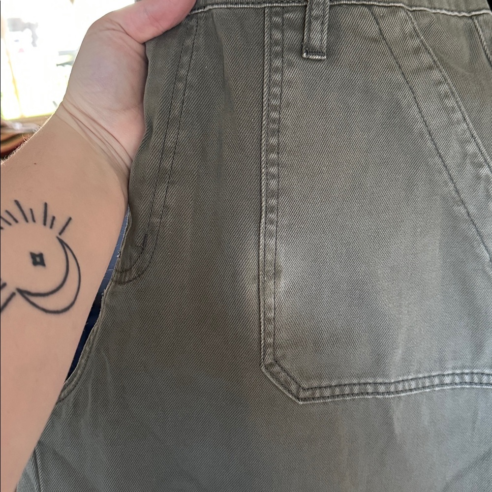 Women's Olive Cargo Jeans - Wide Leg Utility Style - Picture 3 of 3